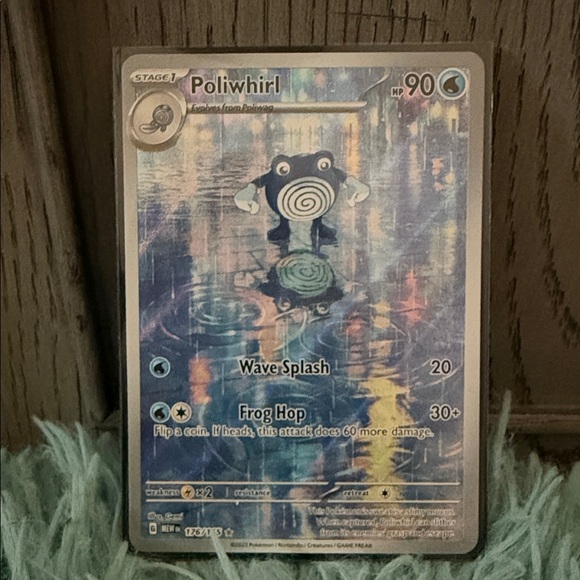 Pokemon Poliwirl Trading Card - Blue and Gold - Picture 1 of 12